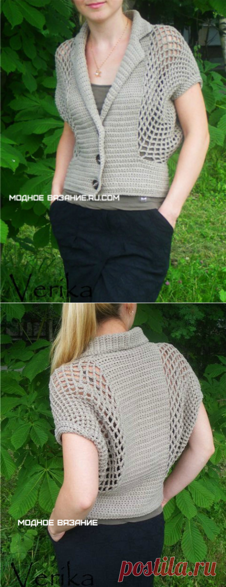 Болеро на пуговицах крючком - Crochet Modnoe Vyazanie