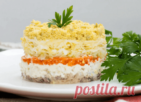 Салат Мимоза с рыбными консервами – классический рецепт