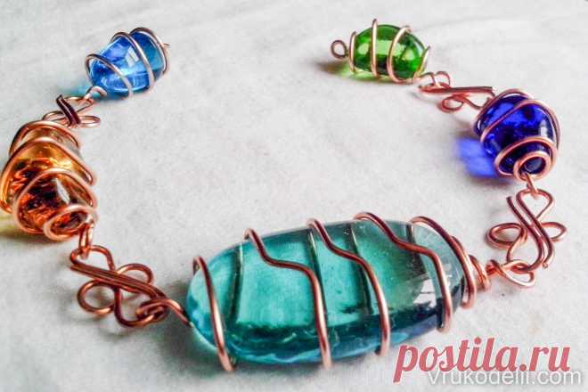 Украшение из проволоки со стеклянными камушками,МК | Своими руками