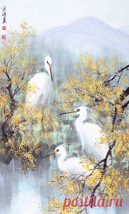 Нежные акварельки Du Hongqi.