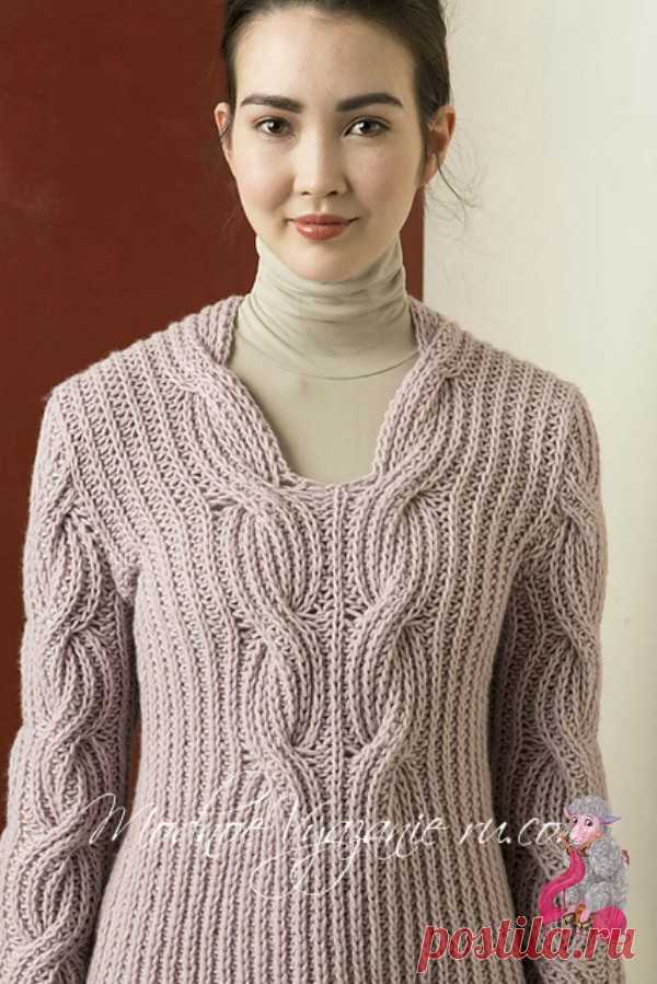 Пуловер патентным узором от LANGYARNS 
ОПИСАНИЕ ТУТ  http://modnoevyazanie.ru.com/vyazanie-spicami-dlya-zhenshchin/pulover-patentnym-uzorom-ot-langyarns/
Женский пуловер связан спицами  патентным узором .Его можно вязать в технике бриош  двумя контрастными цветами или однотонным.Красивое переплетение патентных кос делает пуловер очень оригинальным,особенно в цвете пыльной розы.