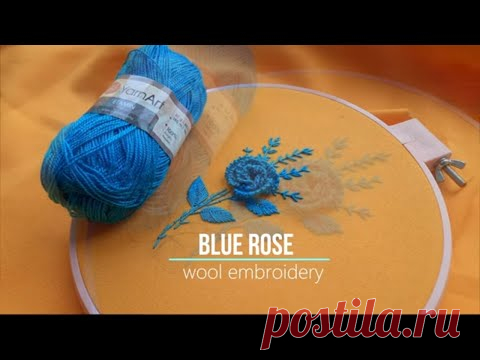 Blue Rose Wool Embroider Rosa Detached Stitch