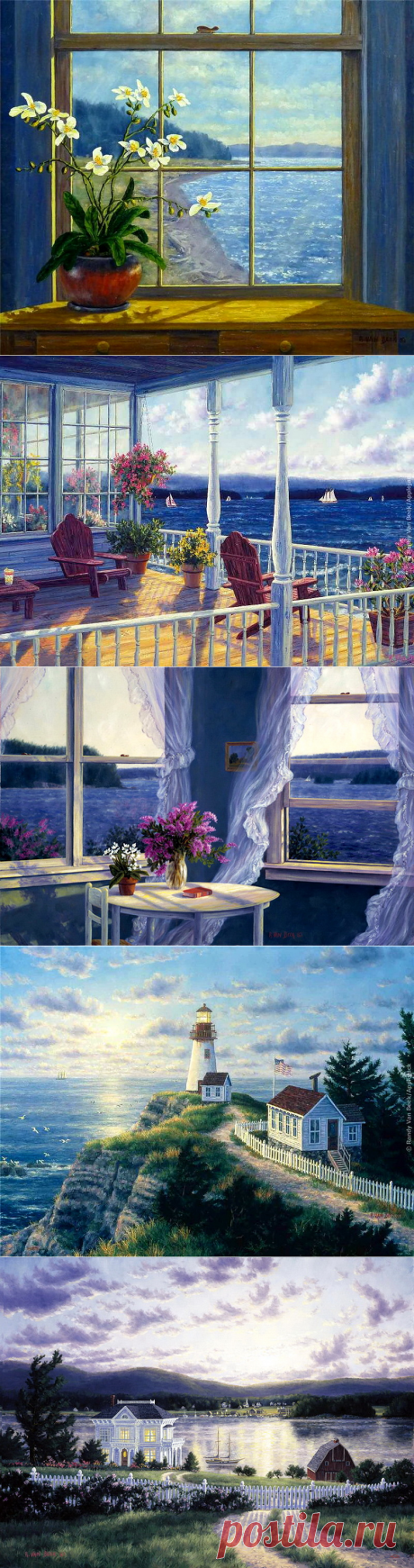 ХУДОЖНИК RANDY VAN BEEK. Я смотрю из окна на море
И любуюсь красивой волной. Море сине-сине зелёное...