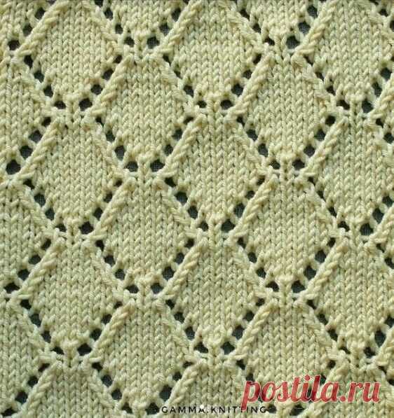 Ажурные ромбы спицами