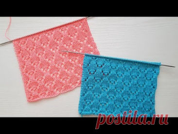 Easy Lace Knit Stitch | Einfaches Strick-Ajourmuster | Punto semplice traforato |Punto calado simple