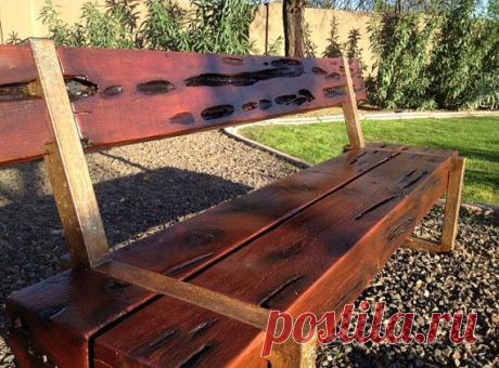 Современная Рустика уличная мебель Cedar Wood Bench по RustyRailDesigns