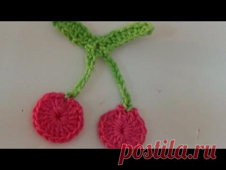 How To Make Crochet Cherry Applique-1