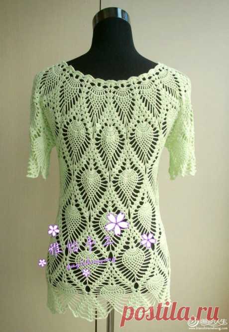 Красивая туника крючком узором ананас. Вязание крючком узор ананасы схема | Домоводство для всей семьи