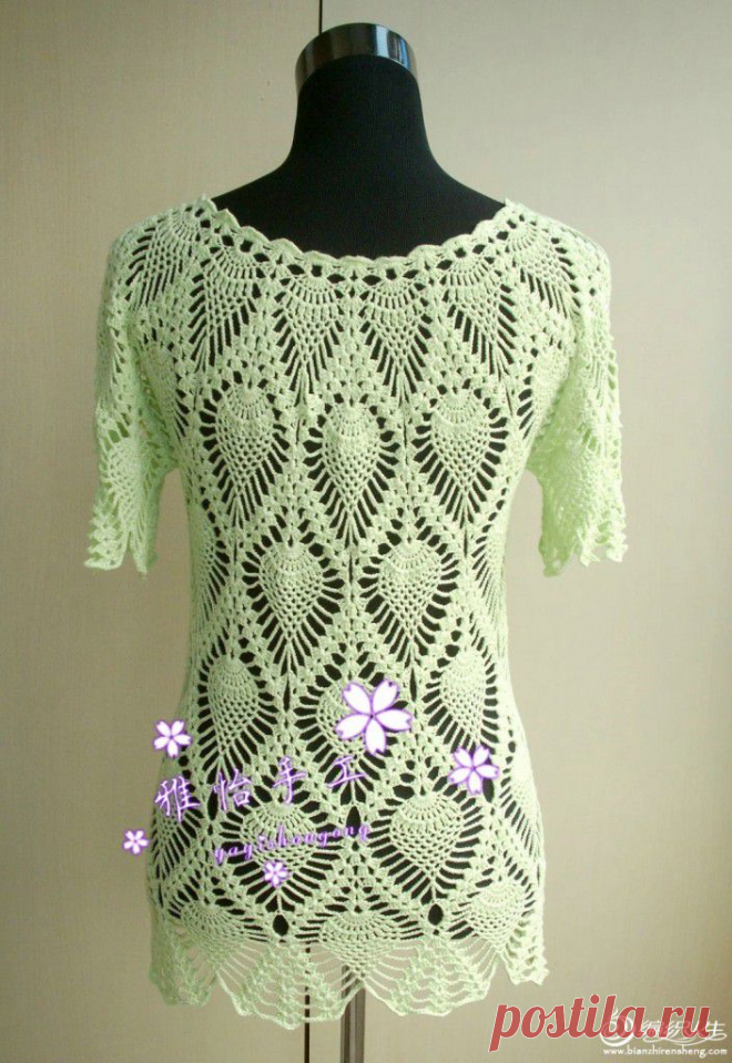 Красивая туника крючком узором ананас. Вязание крючком узор ананасы схема | Домоводство для всей семьи