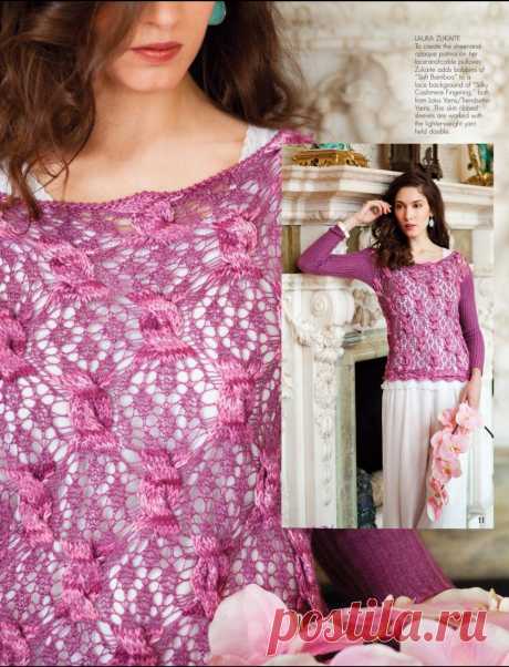 Вязание джемпера Lace and Cable, дизайн 11, Vogue early fall 2013