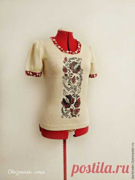 Купить Вязаная кофточка с вышивкой &quot; Сударыня &quot; - орнамент, свитер вязаный, кофточка