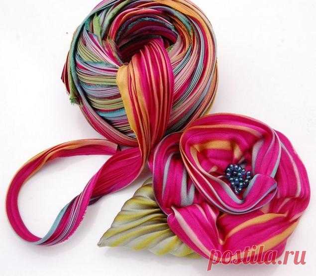 Работа с лентой шибори и бисером - Сам себе волшебник