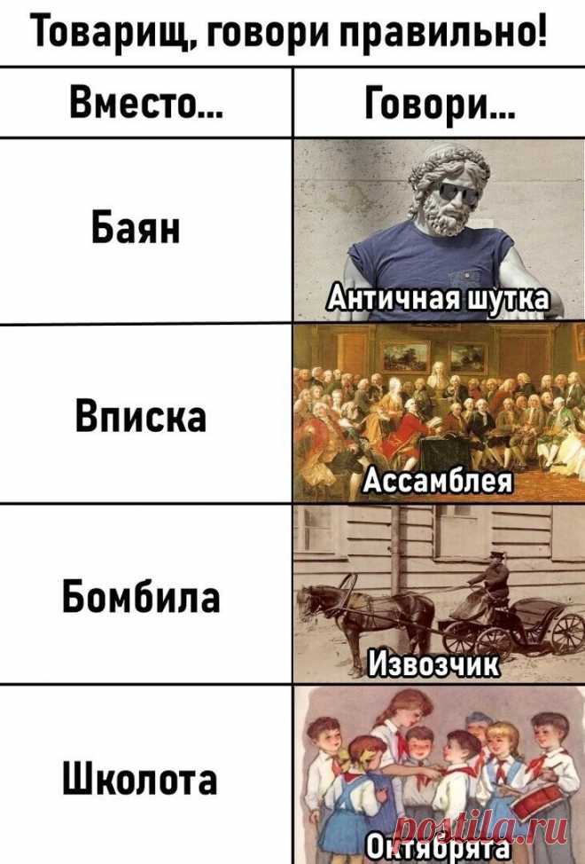 Говори правильно: веселые картинки про русский язык