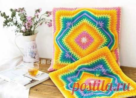 Рельефная подушка крючком. Схема. | Вязаные крючком аксессуары .