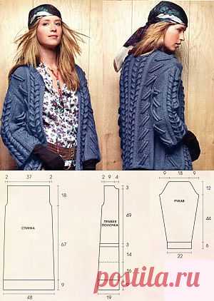 Женский синий жакет с ирландским узором