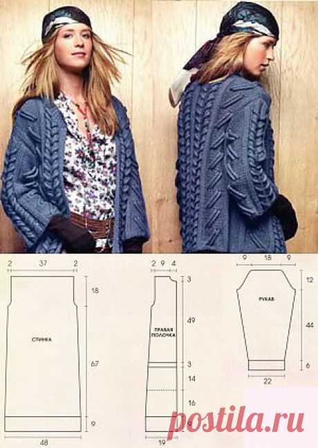 Женский синий жакет с ирландским узором