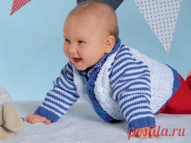 Кофточка для новорожденных с рукавами в полоску - схема вязания спицами. Вяжем Кофты на Verena.ru