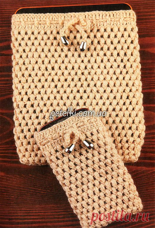 Схемы вязаных сумок и чехлов крючком и спицами