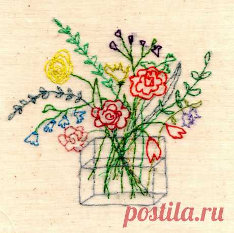 Backstitch Flowers  9D1 Apr 19, 2015 - This Pin was discovered by Janice Pinkstone. Discover (and save!) your own Pins on Pinterest