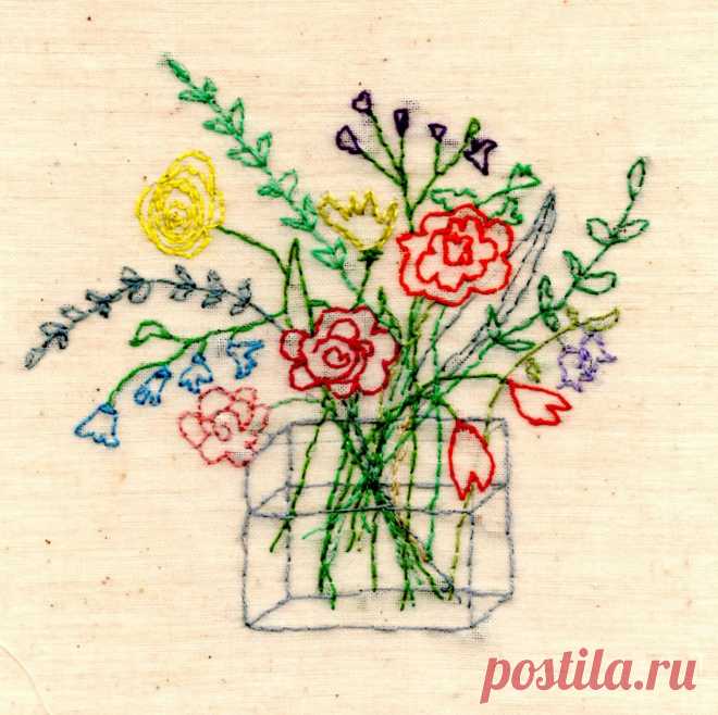 Backstitch Flowers  9D1 Apr 19, 2015 - This Pin was discovered by Janice Pinkstone. Discover (and save!) your own Pins on Pinterest