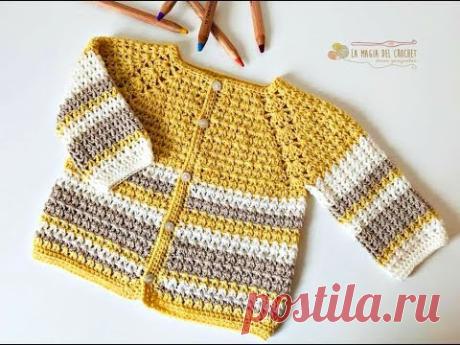 SAQUITO a crochet para bebe  de 3 a 6 meses -La Magia del Crochet-