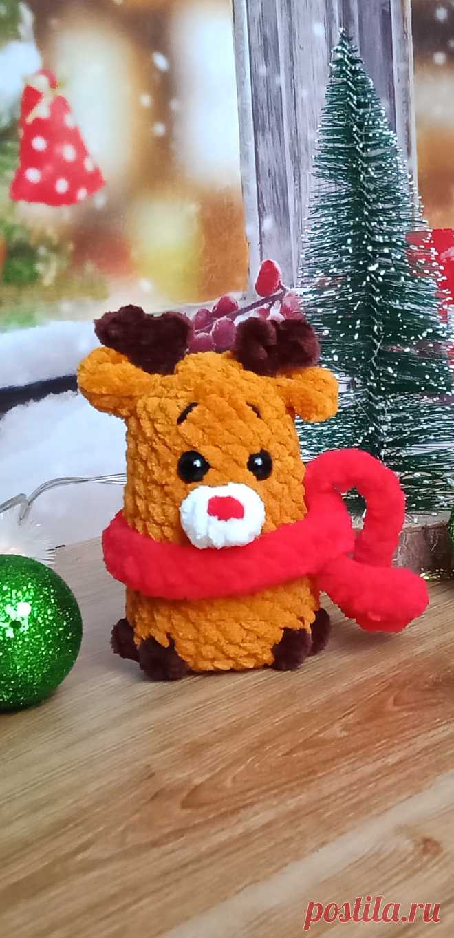 PDF Оленята крючком. FREE crochet pattern; Аmigurumi animal patterns. Амигуруми схемы и описания на русском. Вязаные игрушки и поделки своими руками #amimore - плюшевый олень к Новому году, новогодний оленёнок из плюшевой пряжи, маленькие оленята.