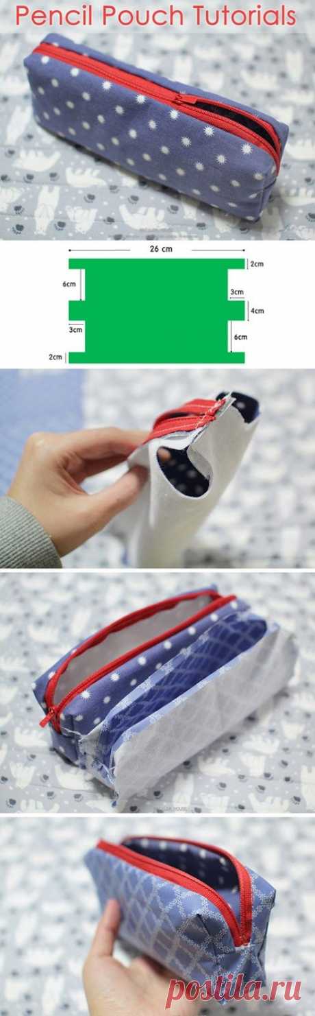 How to make zippered pencil case DIY step-by-step tutorial instructions with Pattern.
Инструкция по шитью пенала для карандашей с выкройкой.  
https://www.handmadiya.com/2015/09/diy-pencil-pouch-tutorials-with-pattern.html