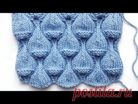 Оригинальный узор спицами Ягоды инжира (или большие капли воды)