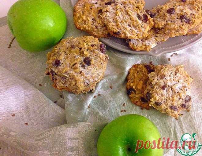 Овсяное печенье с яблоком, изюмом и орехами – кулинарный рецепт