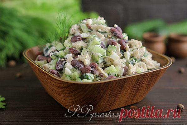 Салат с фасолью и курицей рецепт - ПП просто
