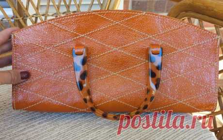 Designer Vin Baker Rust Orange Leather Clutch/Hand Bag With Lucite Handles, EUC | eBay
