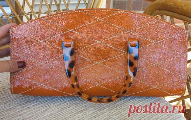 Designer Vin Baker Rust Orange Leather Clutch/Hand Bag With Lucite Handles, EUC | eBay