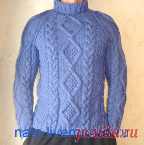 Мужской свитер спицами со схемами и описанием для начинающих с видео