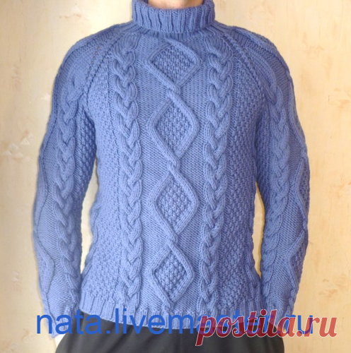 Мужской свитер спицами со схемами и описанием для начинающих с видео