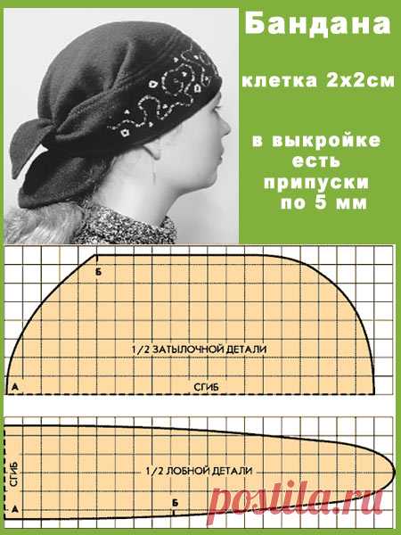 Бандана: виды и выкройки к ним
