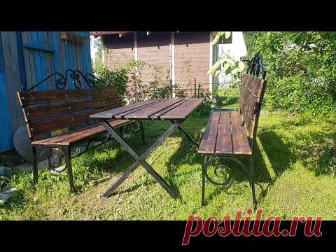 Простой садовый стол из профильной трубы / Simple garden table from a profile pipe