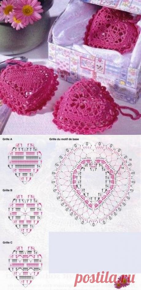 Вязаные крючком сердечка схемы. Объемное сердце крючком | Домоводство для всей семьи