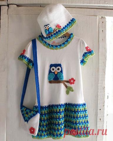 Maggie's Crochet · Owl T-Shirt Dress, Hat and Purse Crochet Pattern