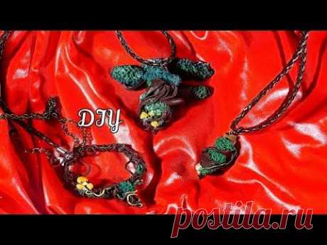 DIY Кулон Волшебное дерево с малахитом своими рукамиполимерная глина - YouTube