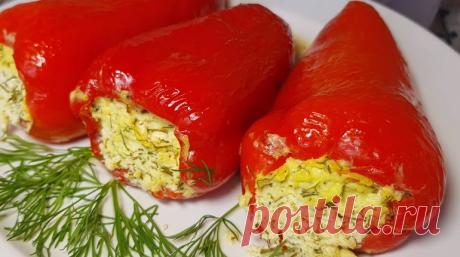 Новые фаршированные перцы с творогом и чесноком