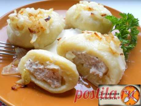 Картофельные галушки с мясом Продукты: Для теста: 1. Картофель - 400 гр 2. Мука - 300-350 гр 3. Манная крупа - 2 ст. ложки 4. Яйцо куриное - 1 шт 5. Соль - по вкусу Для начинки:...