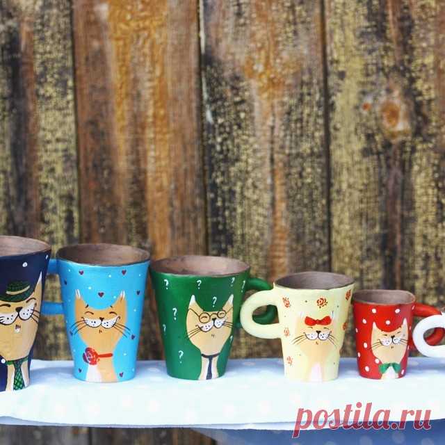 Купить керамический набор кружек Котосемейка от бренда Madam de Tyul | Mellroot