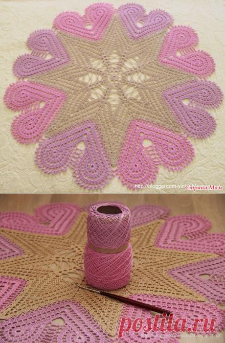 Салфетка &quot;Ванильно - клубничный десерт&quot; + Схема - Все в ажуре... (вязание крючком) - Страна Мам