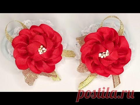 РОЗЫ из лент СВОИМИ РУКАМИ 🌹 Бантики Канзаши на резиночке