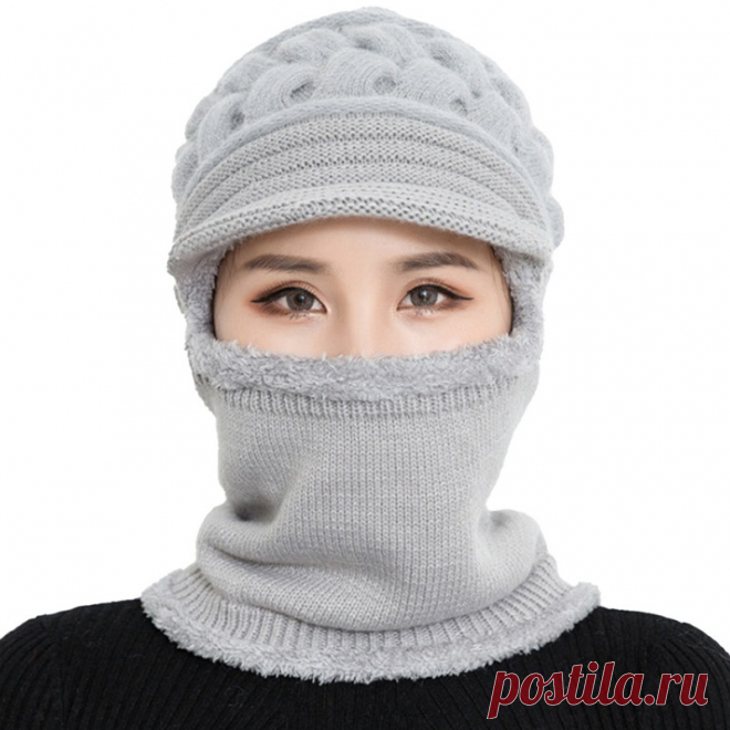 Зимняя Шапка-бини из кораллового флиса, женская шапка-шарф, теплая дышащая шерстяная вязаная шапка для женщин, двухслойная Защитная шапка | Аксессуары для одежды | АлиЭкспресс