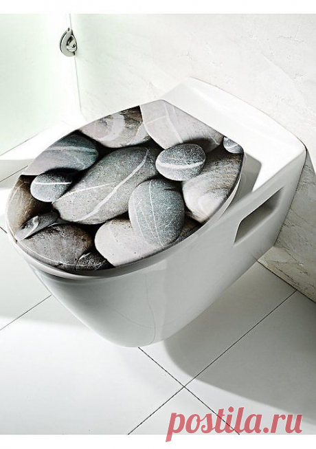 Сидение на унитаз. С рисунком &quot;Камни&quot;. Подходит к большинству типов унитазов. Размер ок. 5х38х45 см.