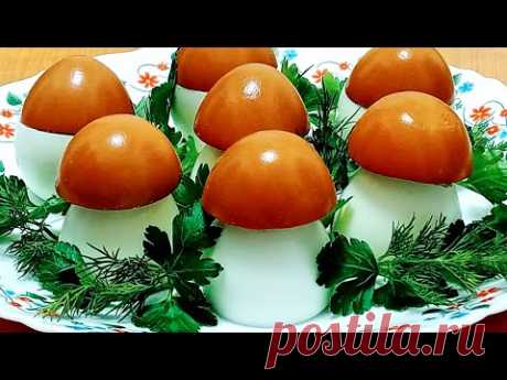 Красивая ПРАЗДНИЧНАЯ ЗАКУСКА "Белые грибы" I Вкусные грибочки из яиц I Новогодние ФАРШИРОВАННЫЕ ЯЙЦА