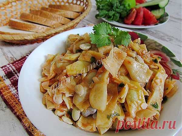 Cтручковая фасоль, тушеная с овощами, рецепт с фото.