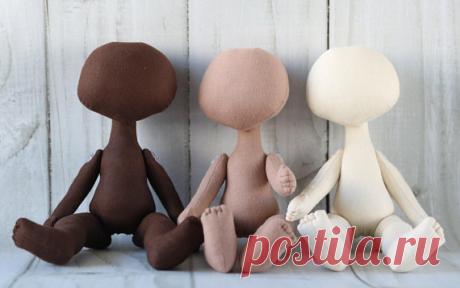3 Blank doll body 26cm /10 multicolor blank rag doll