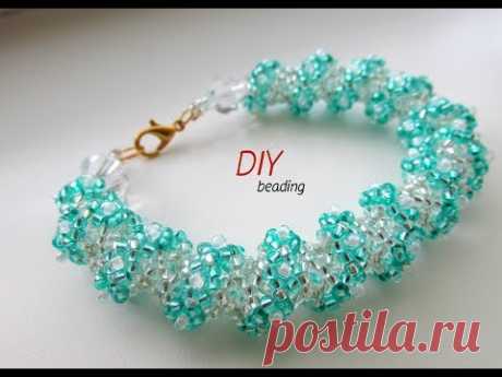 DIY.Браслет из бисера цветочный. Floral Tubular netted 🌺 Bracelet
